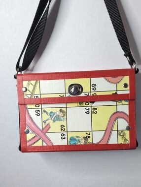 Recycled Chutes and Ladders game board Handbag Purse  cross-body strap